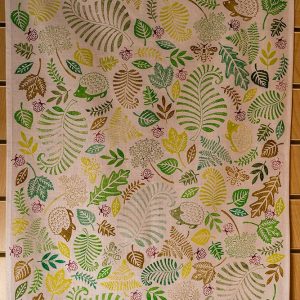 leaping hare tea cloth hand-made wood block