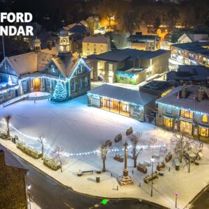 Thetford Calendar 2027 front cover featuring Snowy Thetford Town by Neil James Garrod